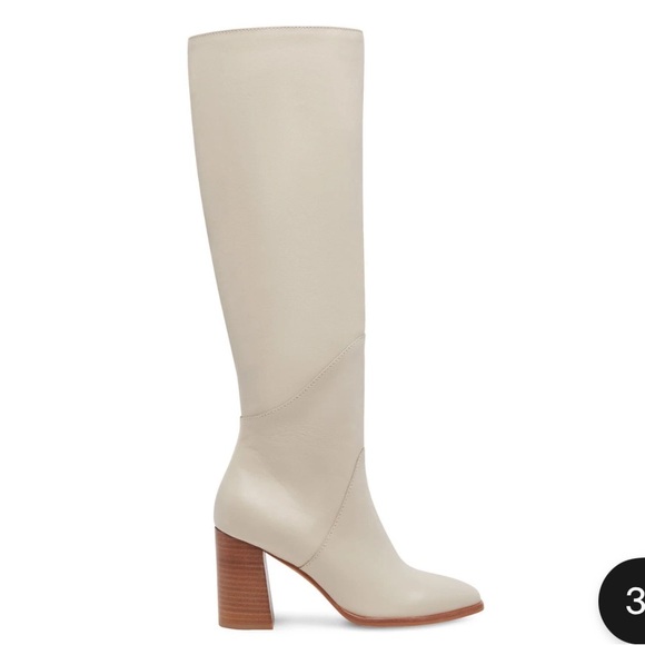 Dolce Vita  Leather Knee High Boots In Ivory Size 8 - Picture 1 of 17